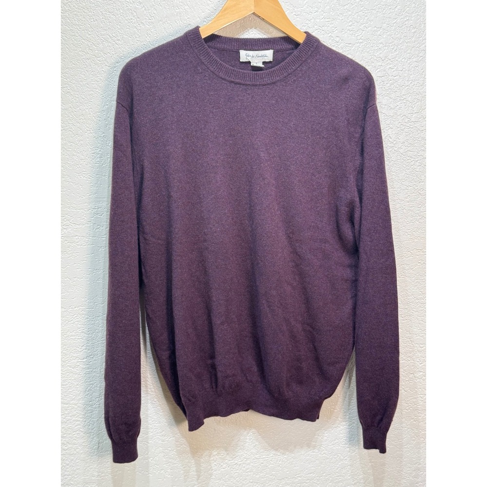 John W. Nordstrom Mens 100% Cashmere Crewneck Sweater Purple Large L